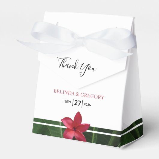 Red Frangipani Plumeria Wedding Bedankdoosjes (Voorkant Zijde)