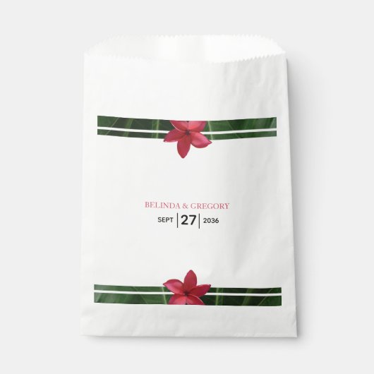 Red Frangipani Plumeria Wedding Bedankzakje (Voorkant)