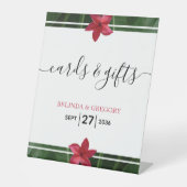 Red Frangipani Plumeria Wedding Cards & Gifts Reclamebord Met Voetstuk (Voorkant)