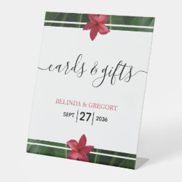 Red Frangipani Plumeria Wedding Cards & Gifts Reclamebord Met Voetstuk