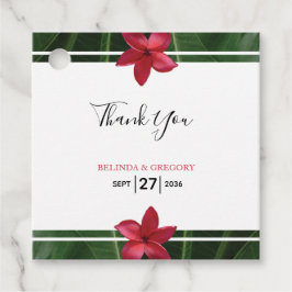 Red Frangipani Plumeria Wedding Gift Bedankjes Labels
