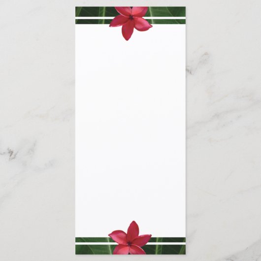 Red Frangipani Plumeria Wedding Menu (Achterkant)