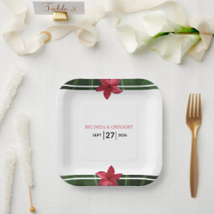 Red Frangipani Plumeria Wedding Papieren Bordje