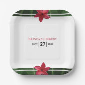 Red Frangipani Plumeria Wedding Papieren Bordje (Voorkant)