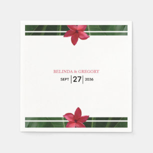 Red Frangipani Plumeria Wedding Servet