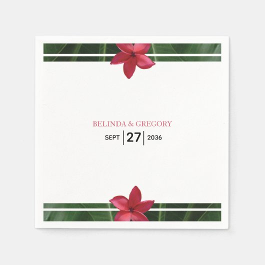 Red Frangipani Plumeria Wedding Servet (Voorkant)