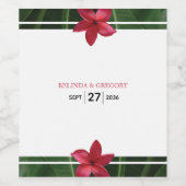 Red Frangipani Plumeria Wedding Wijn Etiket (Enkel label)