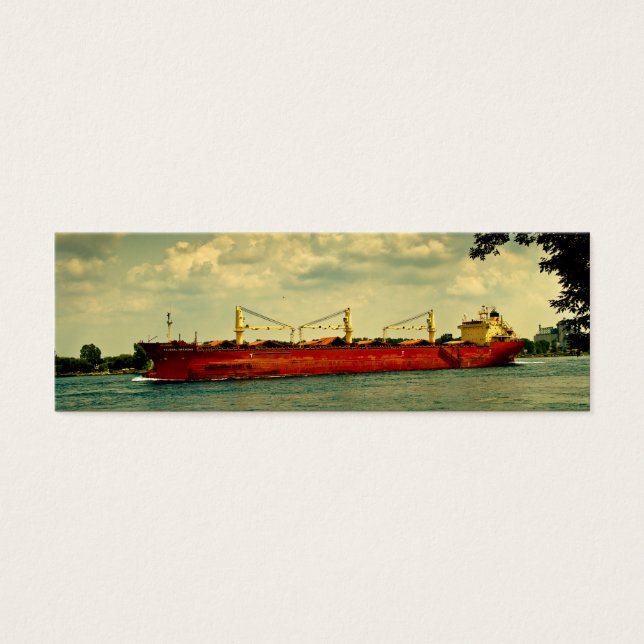 Red Freighter Illustration Tiny Bladwijzer Mini Visitekaartjes (Voorkant)