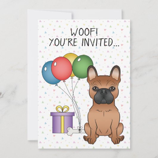 Red French Bulldog Cute Cartoon Dog Birthday Kaart (Voorkant)