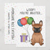 Red French Bulldog Cute Cartoon Dog Birthday Kaart (Voorkant / Achterkant)