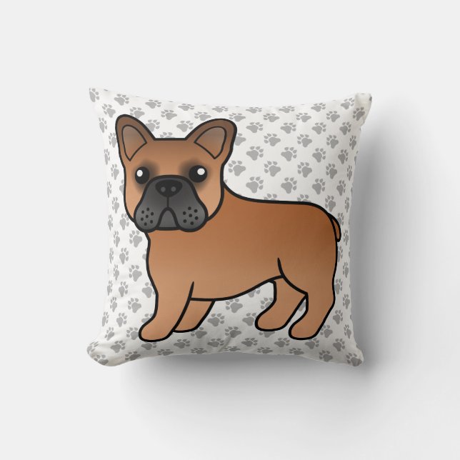 Red French Bulldog Cute Cartoon Dog Kussen (Voorkant)