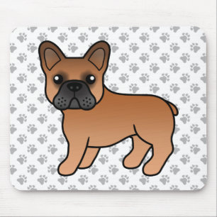 Red French Bulldog Cute Cartoon Dog Muismat