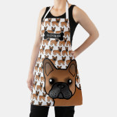 Red French Bulldog Cute Cartoon Dog & Name Schort (Insitu)