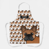 Red French Bulldog Cute Cartoon Dog & Name Schort (Voorkant)