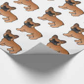 Red French Bulldog Cute Cartoon Dog Patroon Cadeaupapier (Hoek)