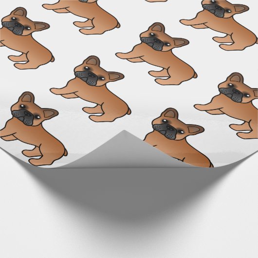 Red French Bulldog Cute Cartoon Dog Patroon Cadeaupapier (Hoek)