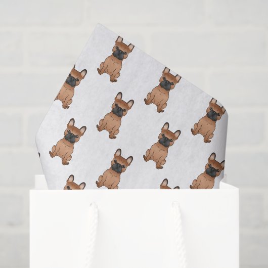 Red French Bulldog / Frenchie Cartoon Dog Pattern Tissuepapier (Cadeauzakje)