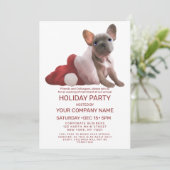 Red French Bulldog Santa Hat Corporate Holiday Kaart (Staand voorkant)