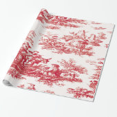 Red French Country Toile Cadeaupapier (Uitgerold)