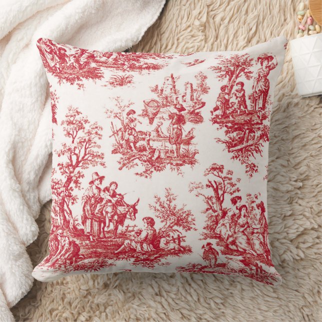 Red French Country Toile Kussen (Deken)