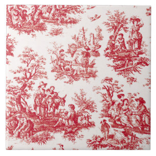 Red French Country Toile Tegeltje