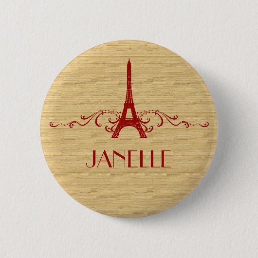 Red French Flourish Button (Voorkant)