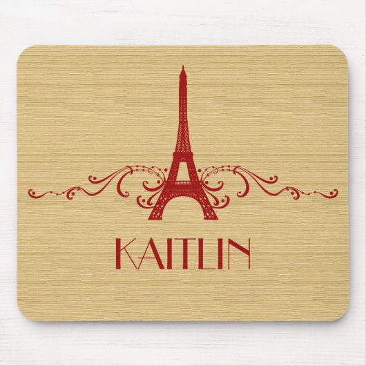 Red French Flourish Mousepad Muismat (Voorkant)