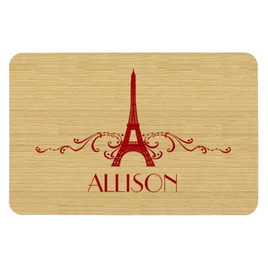 Red French Flourish Premium Magnet Magneet (Horizontaal)