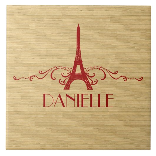 Red French Flourish Tegel Tegeltje (Voorkant)