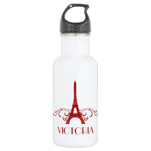 Red French Flourish Waterfles