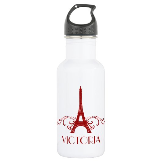 Red French Flourish Waterfles (Voorkant)