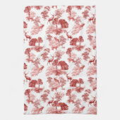 Red French Toile Deer Forest Countryside Theedoek (Verticaal)