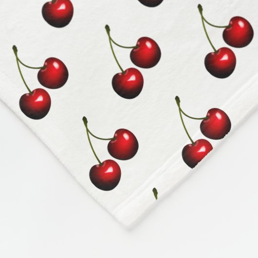 Red Fresh Sweet Cherries Fleece Deken (Hoek)