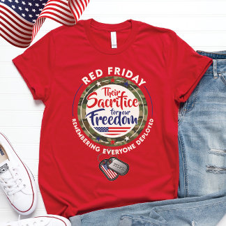RED FRIDAY Ingezette Militaire Familie Hond Tags N T-shirt