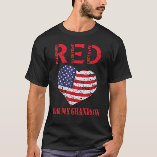 Red Friday voor mijn kleinzoon steun onze troepen T-shirt (Voorkant)