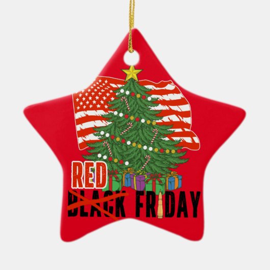 RED Fridays Christmas Tree Military US Flag Keramisch Ornament (Voorkant)