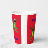 Red Froggy Birthday Party Paper Cups Papieren Bekers (Rechts)