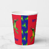 Red Froggy Birthday Party Paper Cups Papieren Bekers (Rechts)