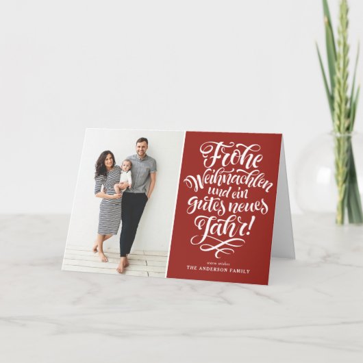 Red Frohe Weihnachten Calligrafie Foto Feestdagen Kaart (Voorkant)