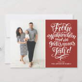 Red Frohe Weihnachten Calligrafie Foto Feestdagenkaart (Voorkant)