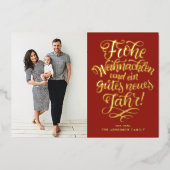 Red Frohe Weihnachten Calligrafie Foto Folie Feestdagenkaart (Voorkant)