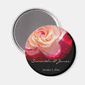 Red Frosted White Rose Personal Wedding Magneet (Voorkant / Achterkant)