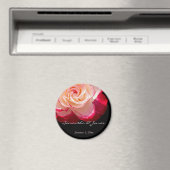 Red Frosted White Rose Personal Wedding Magneet (Insitu (Vaatwasser))