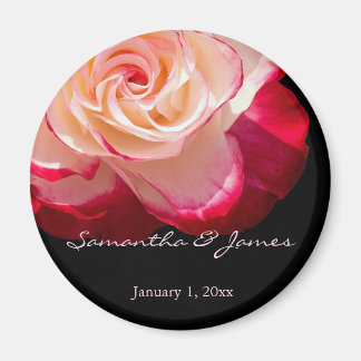Red Frosted White Rose Personal Wedding Magneet