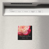 Red Frosted White Rose Personal Wedding Magneet (Insitu (Vaatwasser))