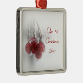 Red Frosty Berries 1e Kerstmis samen Metalen Ornament (Rechts)