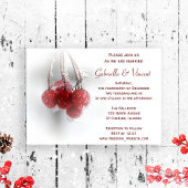 Red Frosty Berries Winter Wedding Invitation Kaart