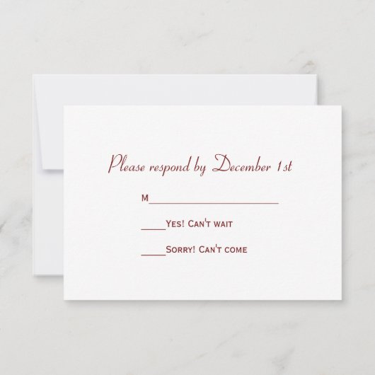 Red Frosty Berries Winter Wedding RSVP (Achterkant)