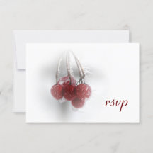 Red Frosty Berries Winter Wedding RSVP