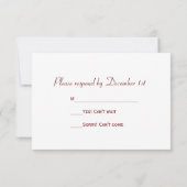 Red Frosty Berries Winter Wedding RSVP Kaartje (Achterkant)